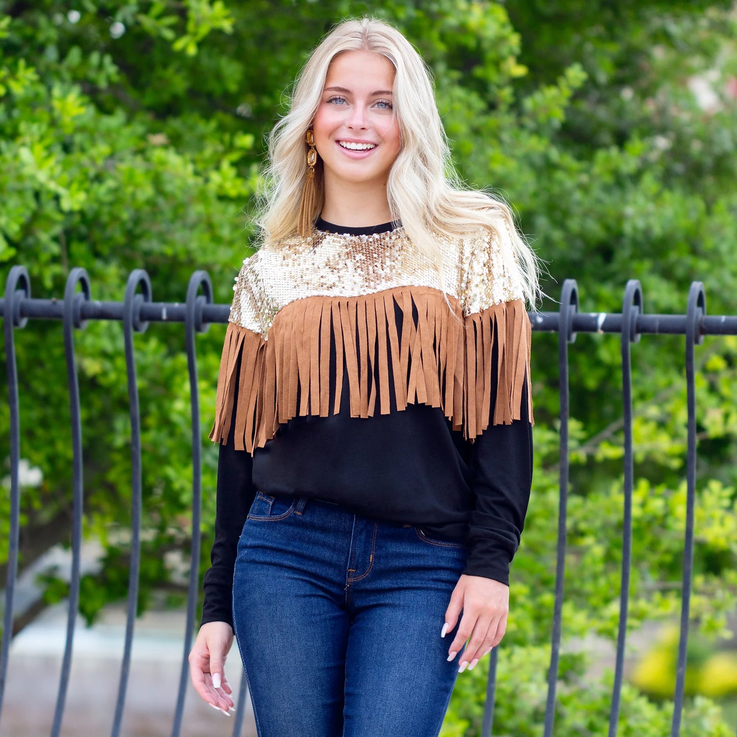 Golden Frontier Glam Top