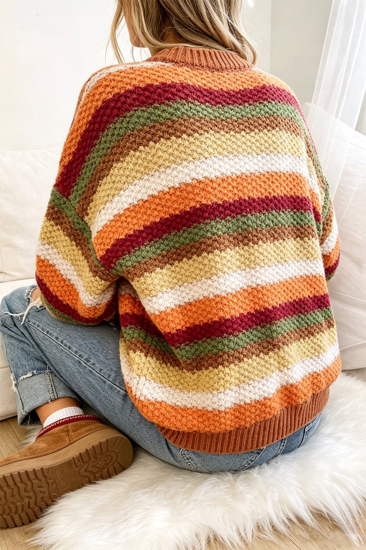 Autumn Rainbow Stripped Sweater - PRE ORDER