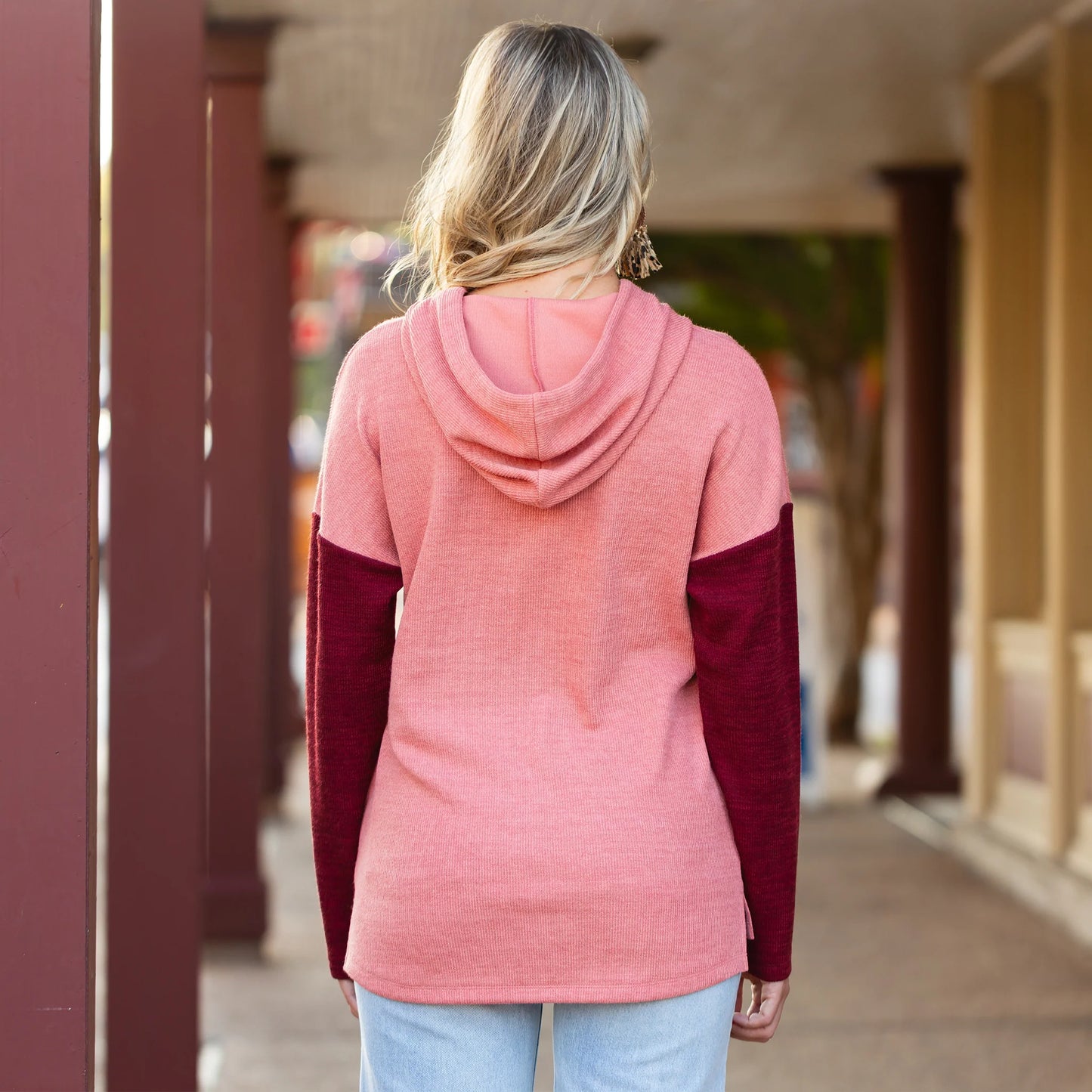 Pink Colorblock Hoodie