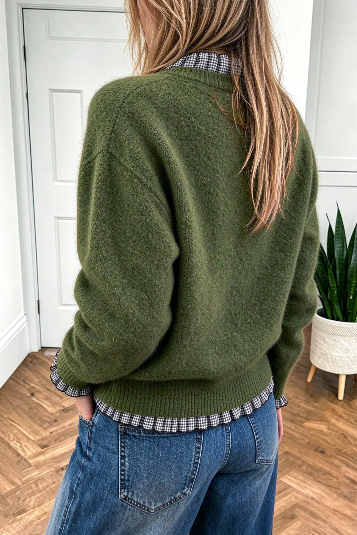 Olive Plaid Charm Sweater - PRE ORDER