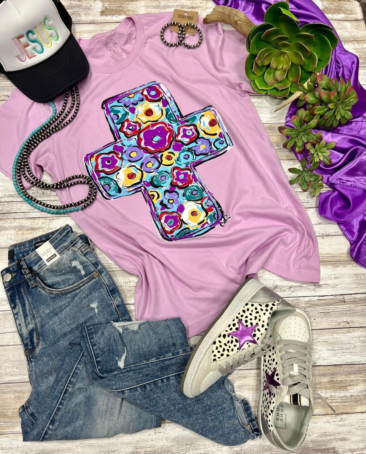 Floral Cross Graphic Tee