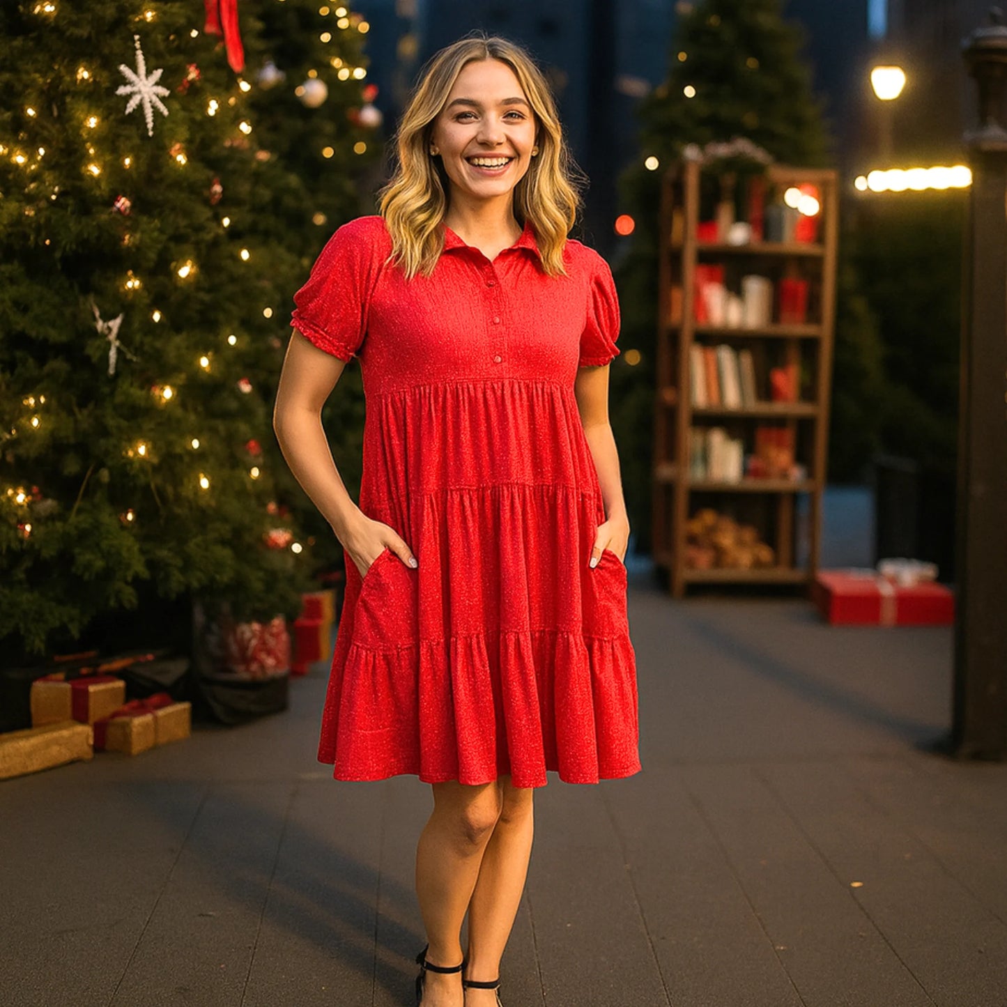 Holiday Glow Tiered Dress