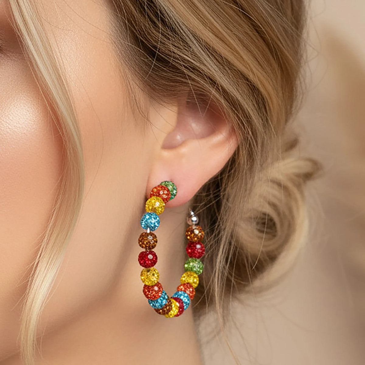 Fall Beaded Hoop Earrings