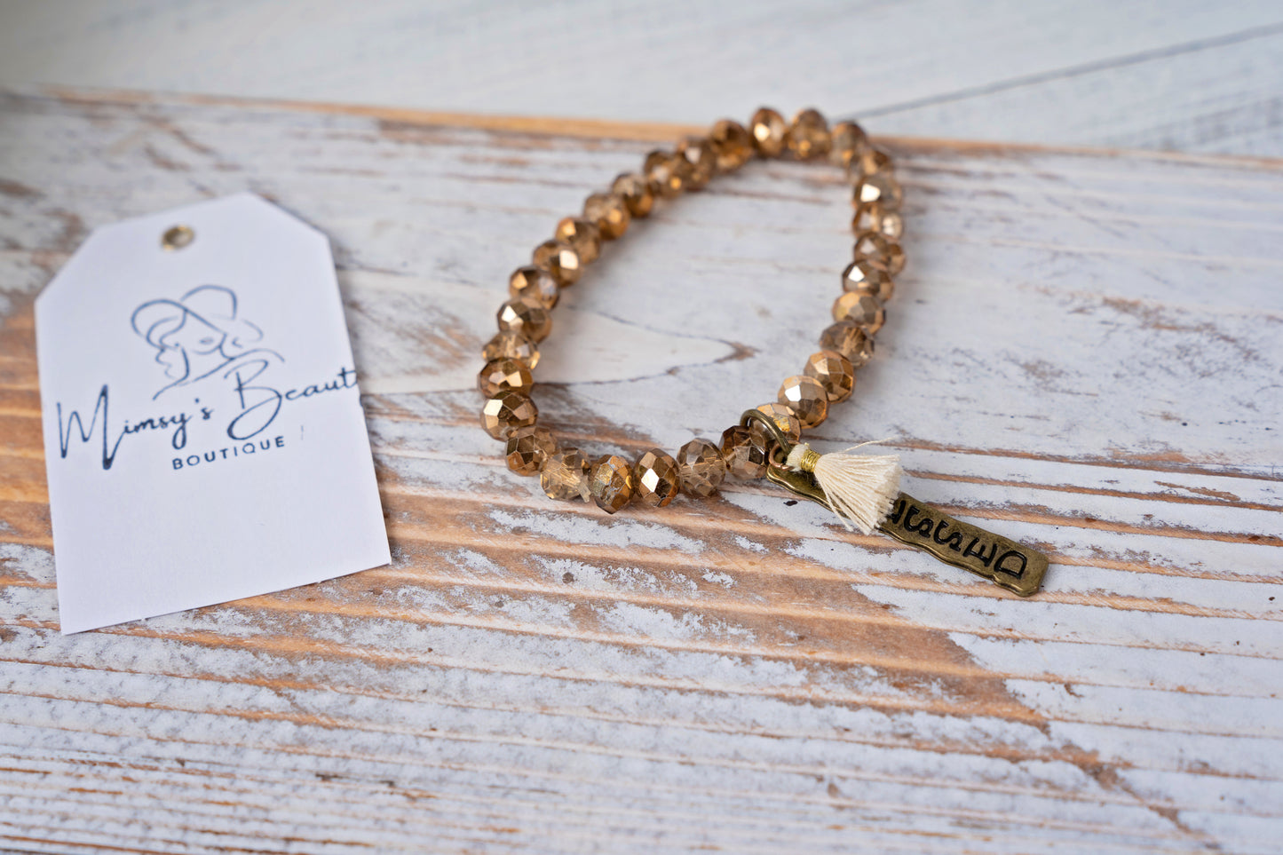 Brown crystal beaded bracelet