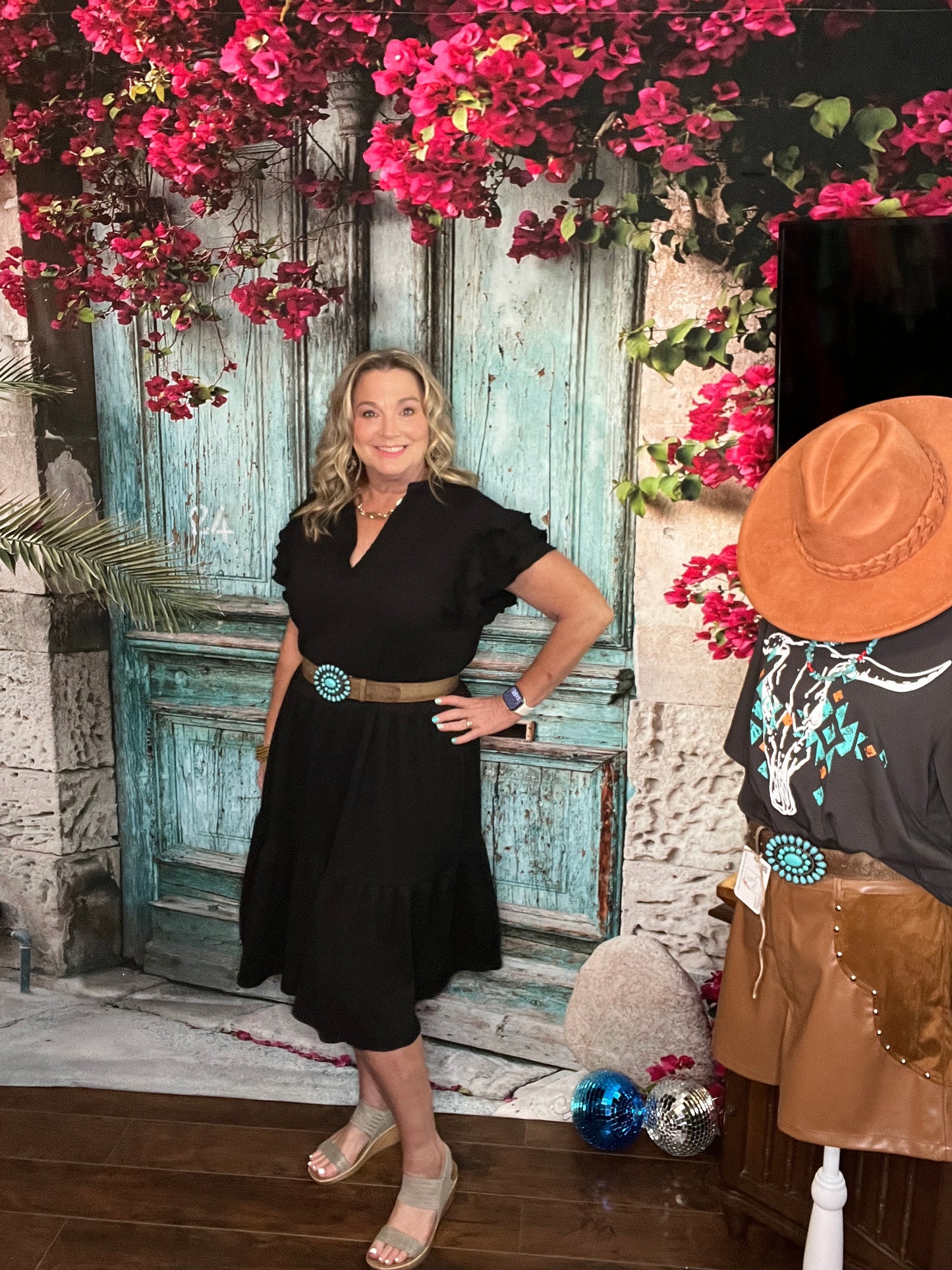 Midnight Bloom Tiered Dress