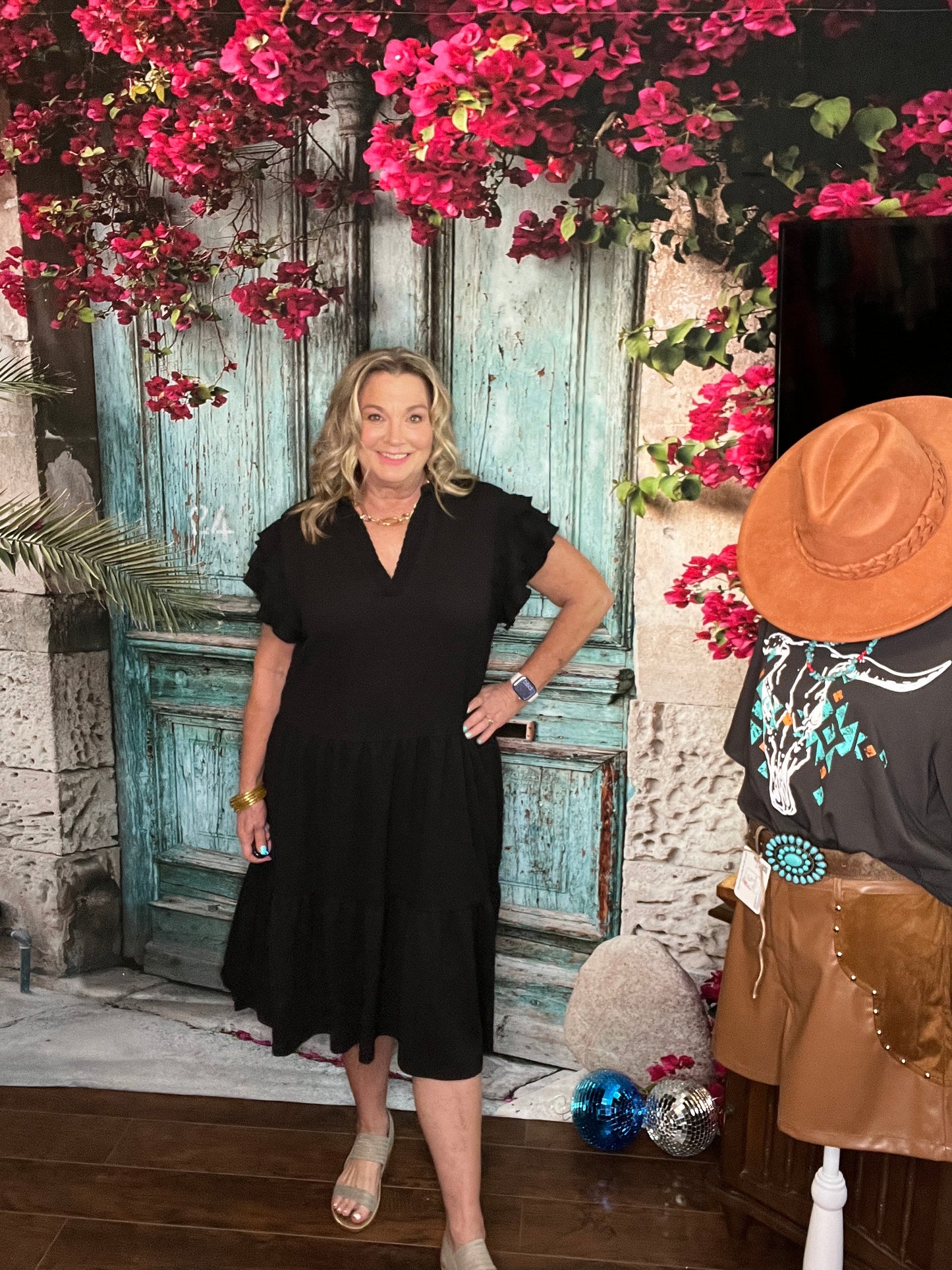 Midnight Bloom Tiered Dress