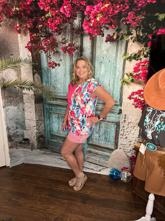 Color Fusion Ruffle Top