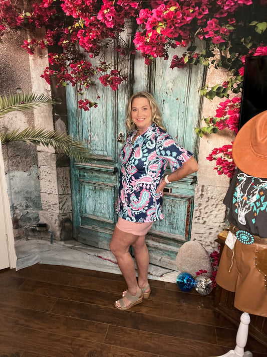 Blue Horizon Paisley Top