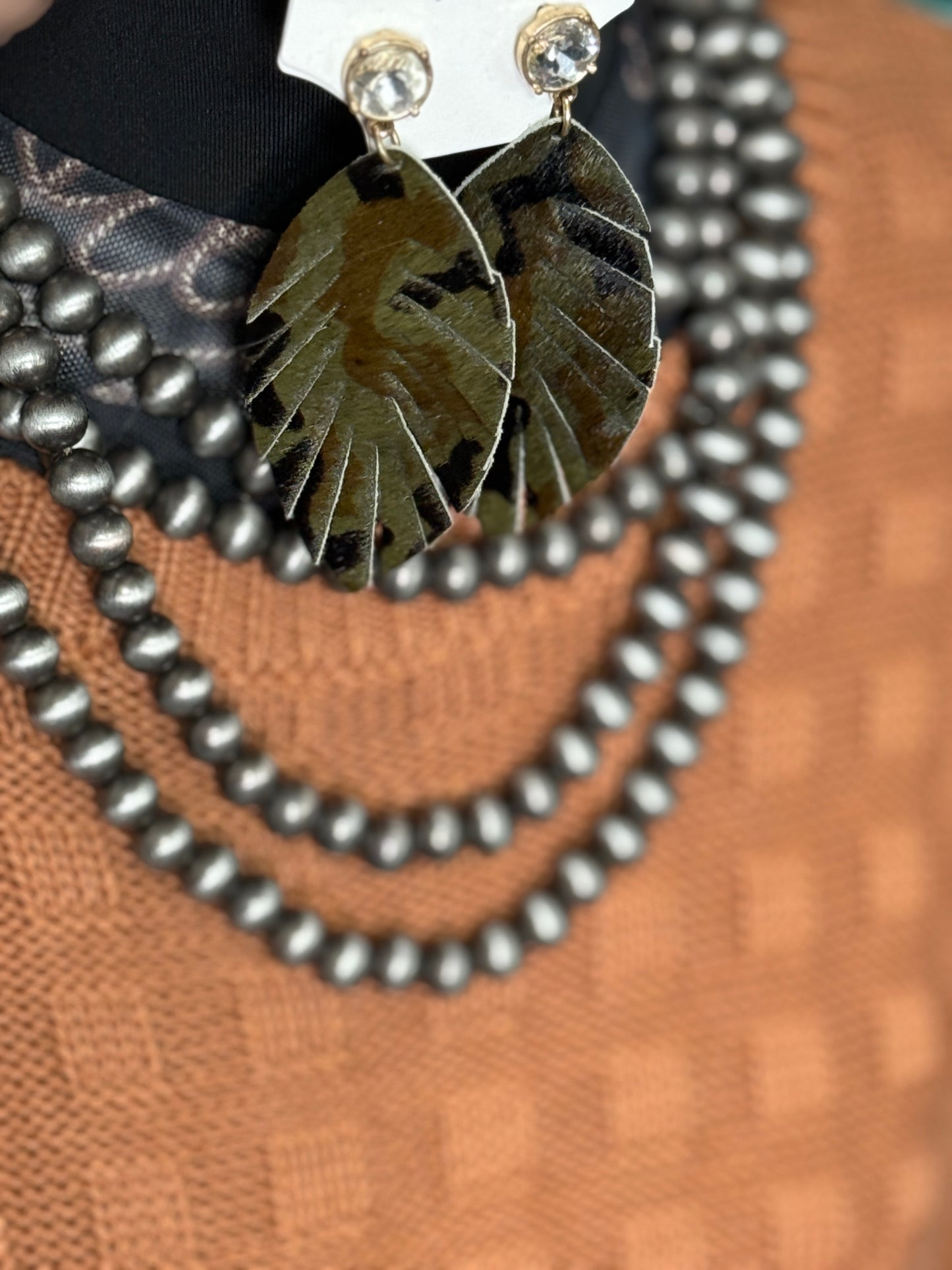 Camo Teardrop Earrings