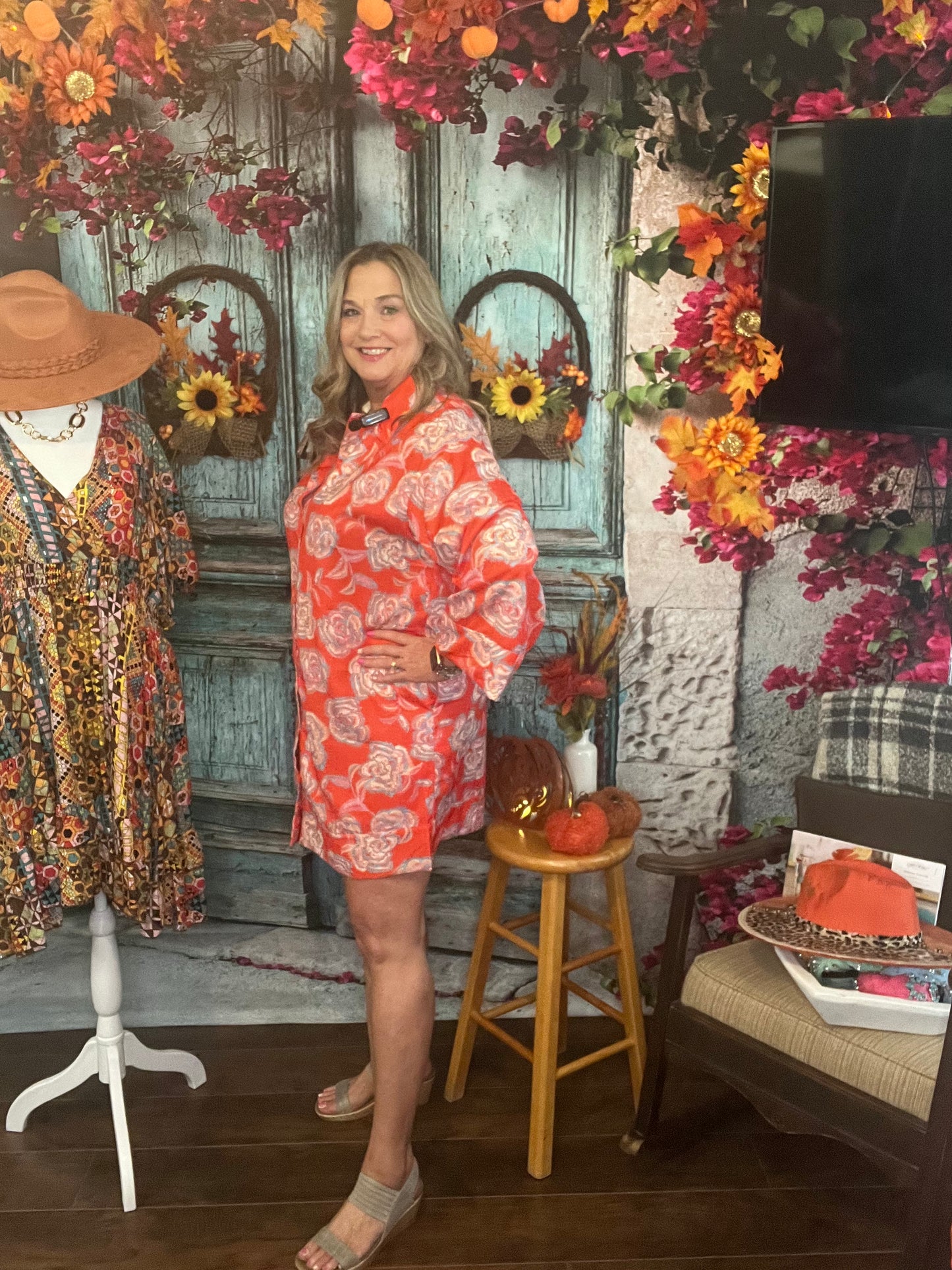 Orange Floral Dress