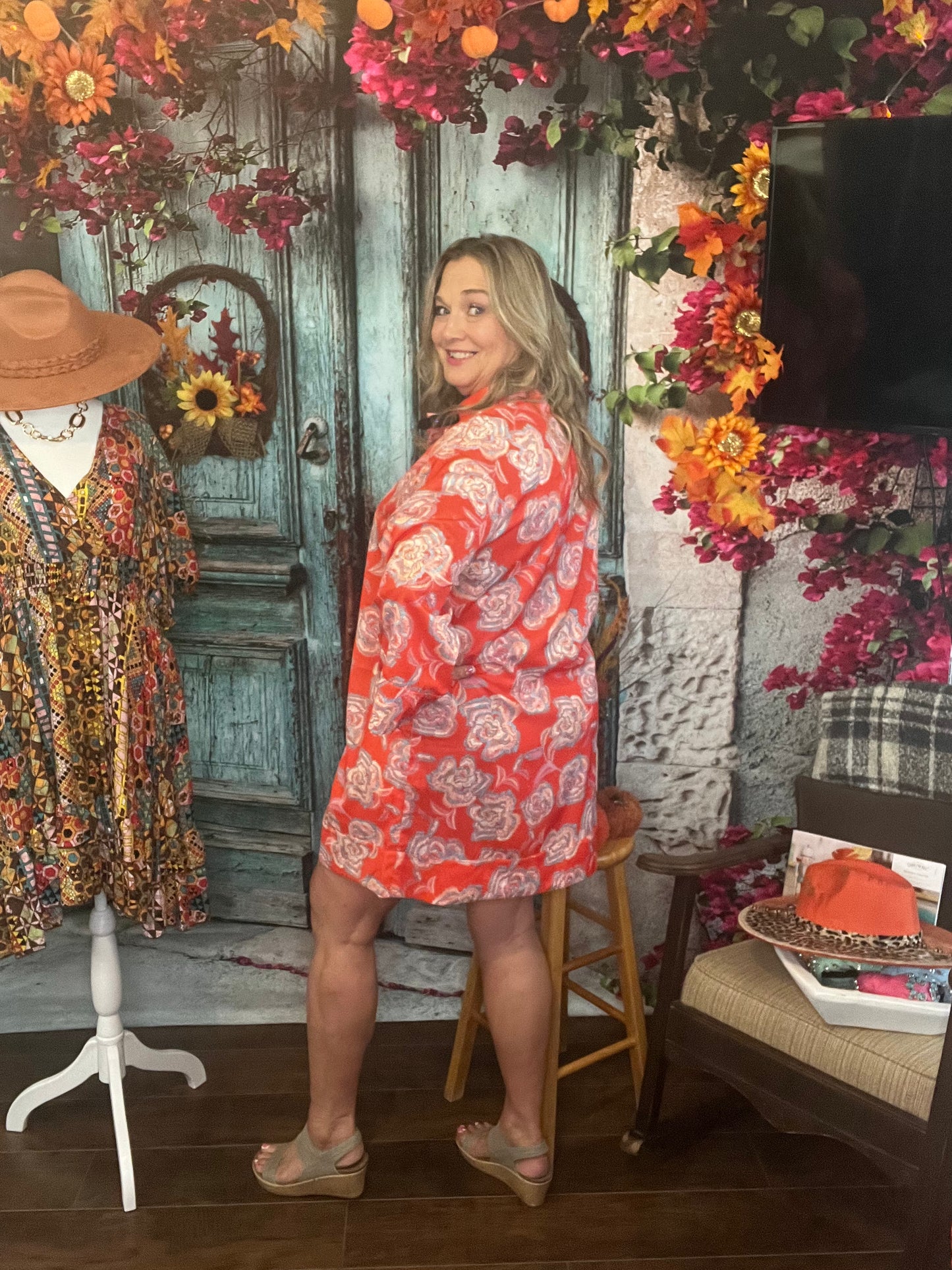 Orange Floral Dress