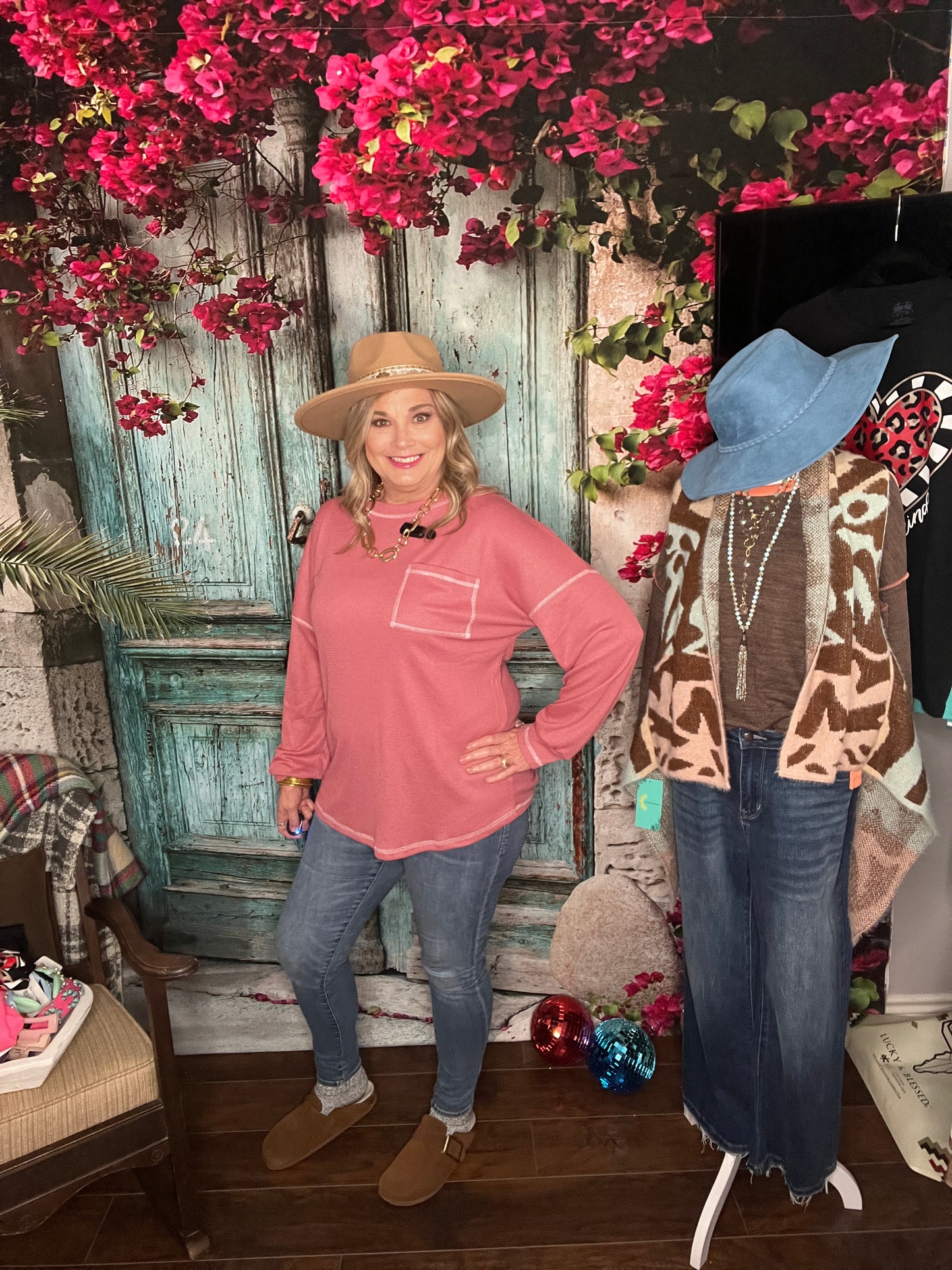 Blush Stitch Pocket Top
