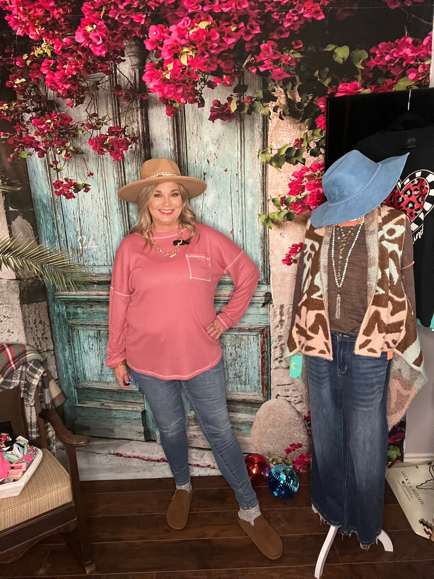 Blush Stitch Pocket Top