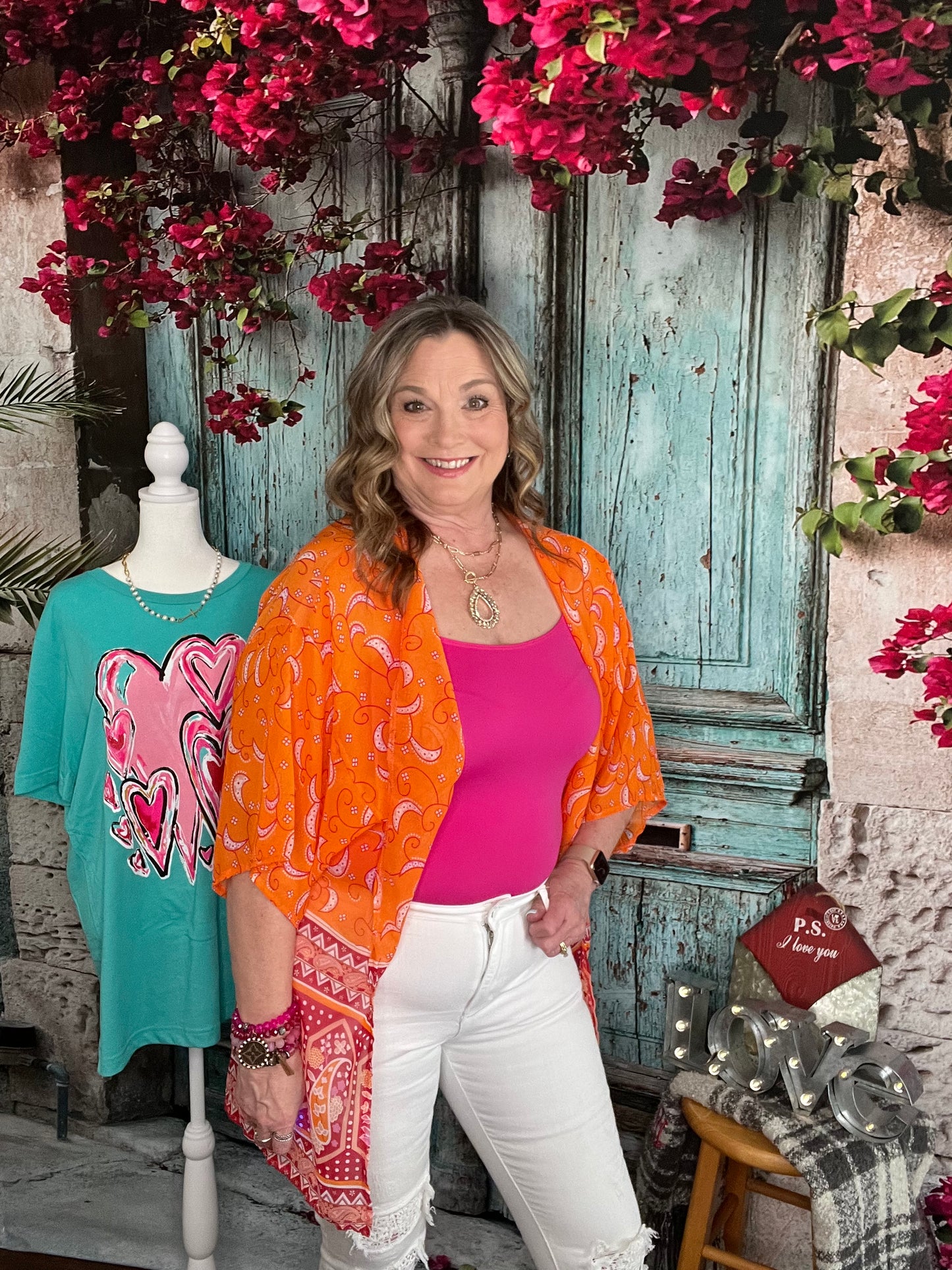 Orange and Hot Pink Kimono