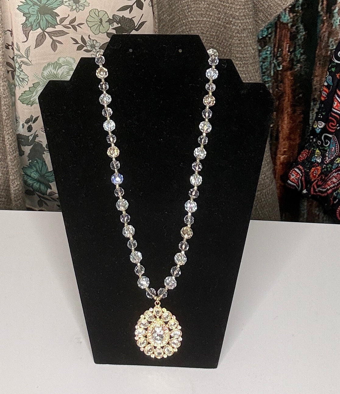 Golden Glow Crystal Bead Necklace
