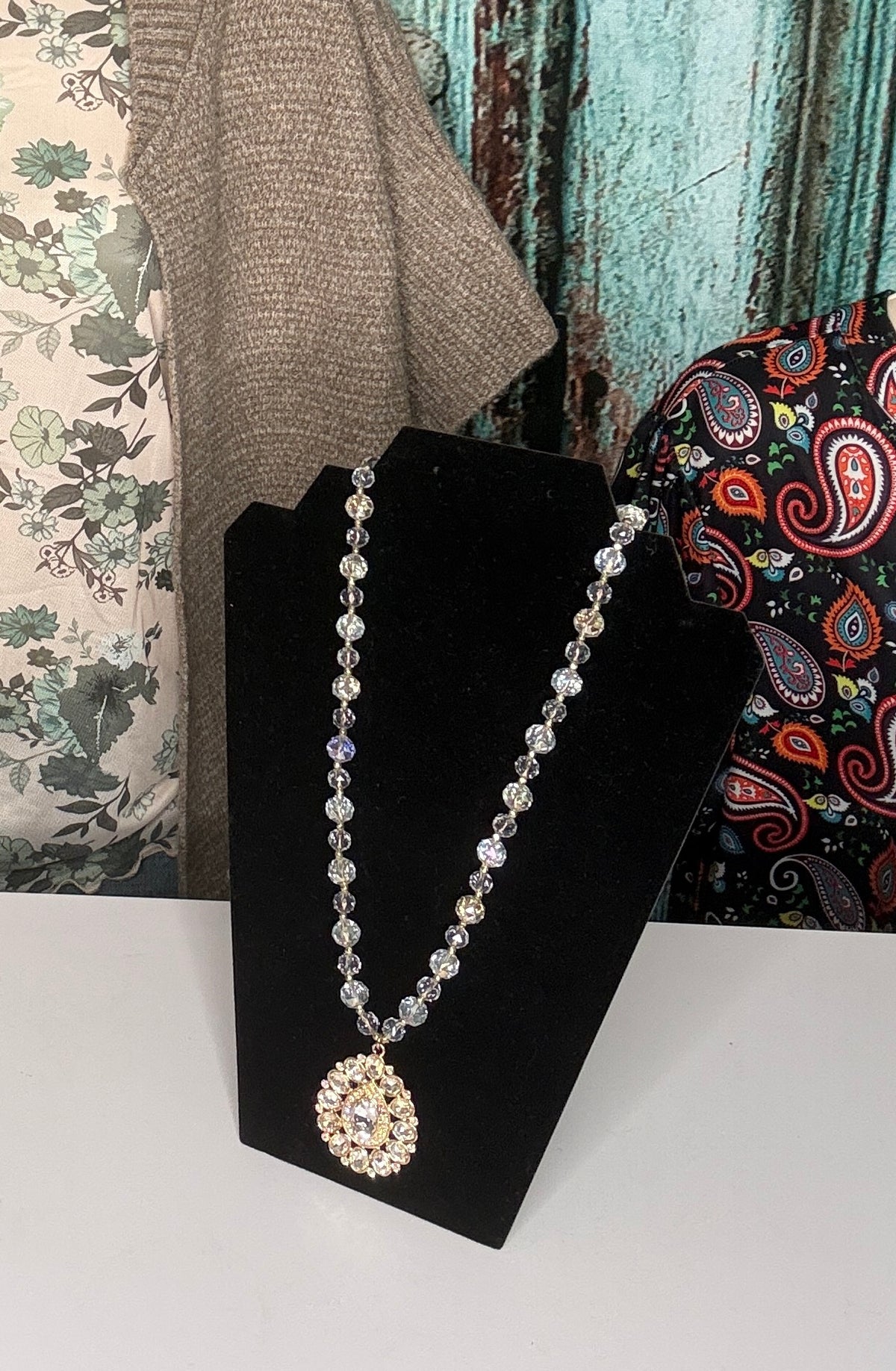 Golden Glow Crystal Bead Necklace