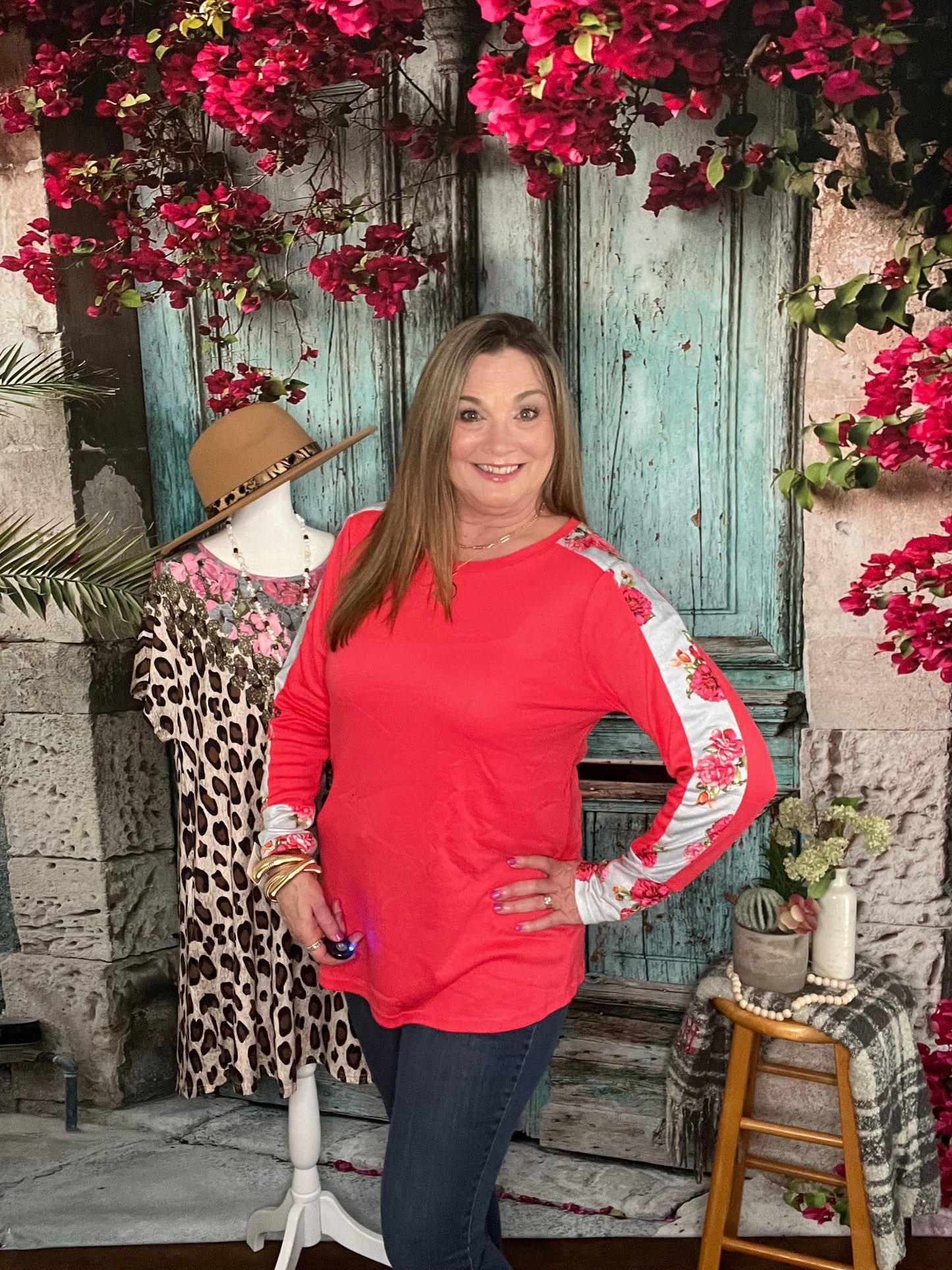 Red Floral Top