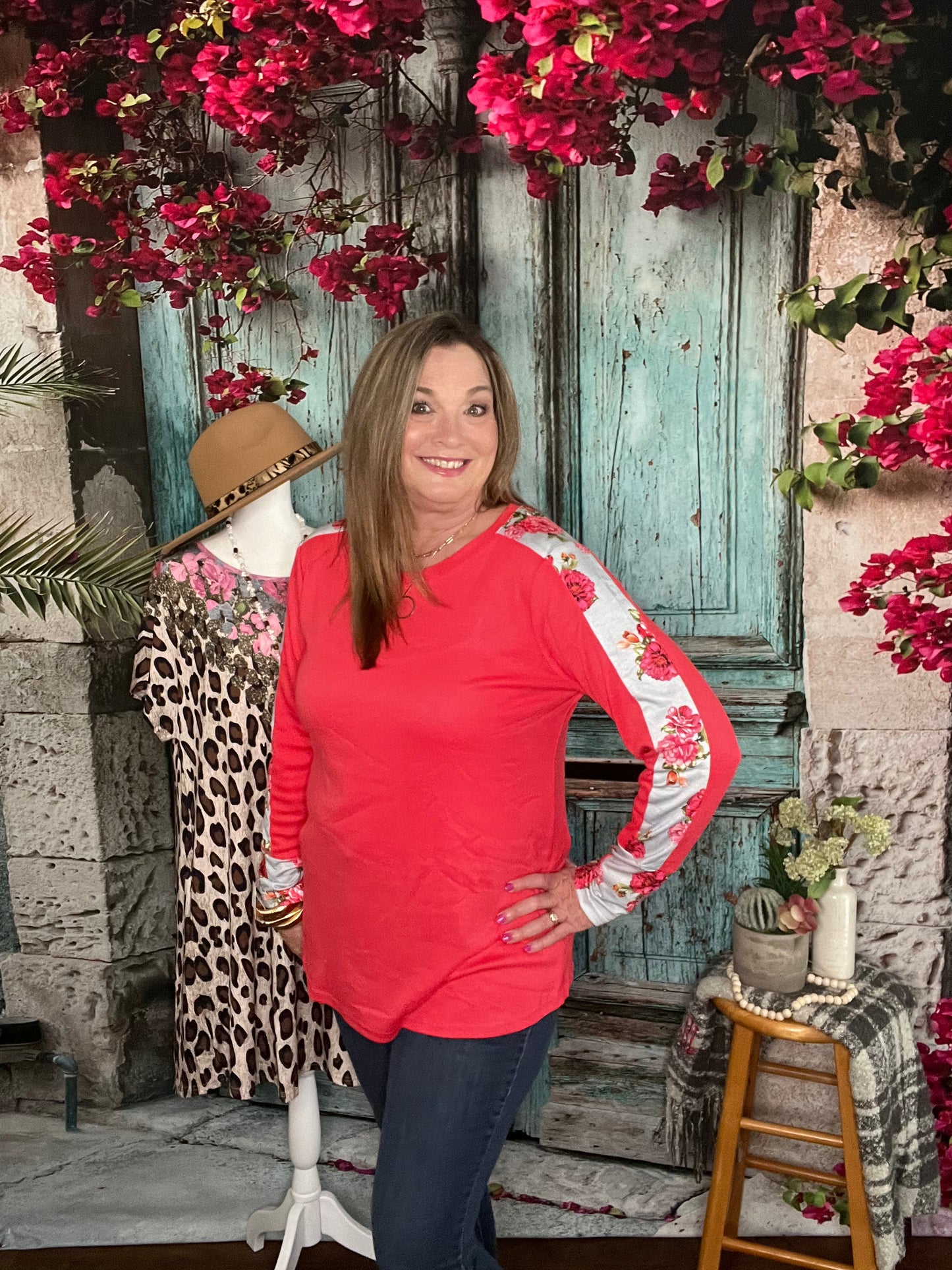 Red Floral Top