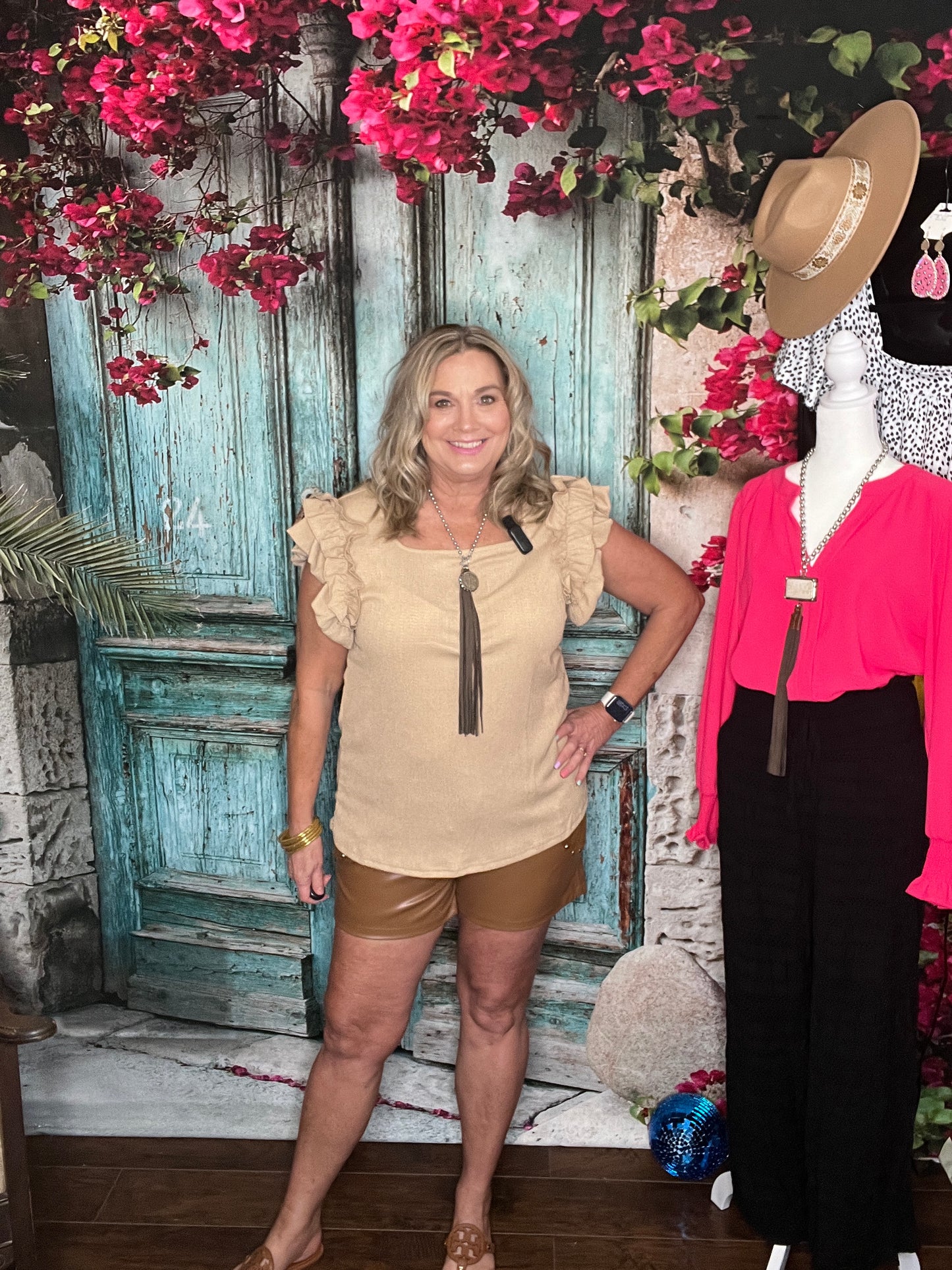 Beige Flutter Top