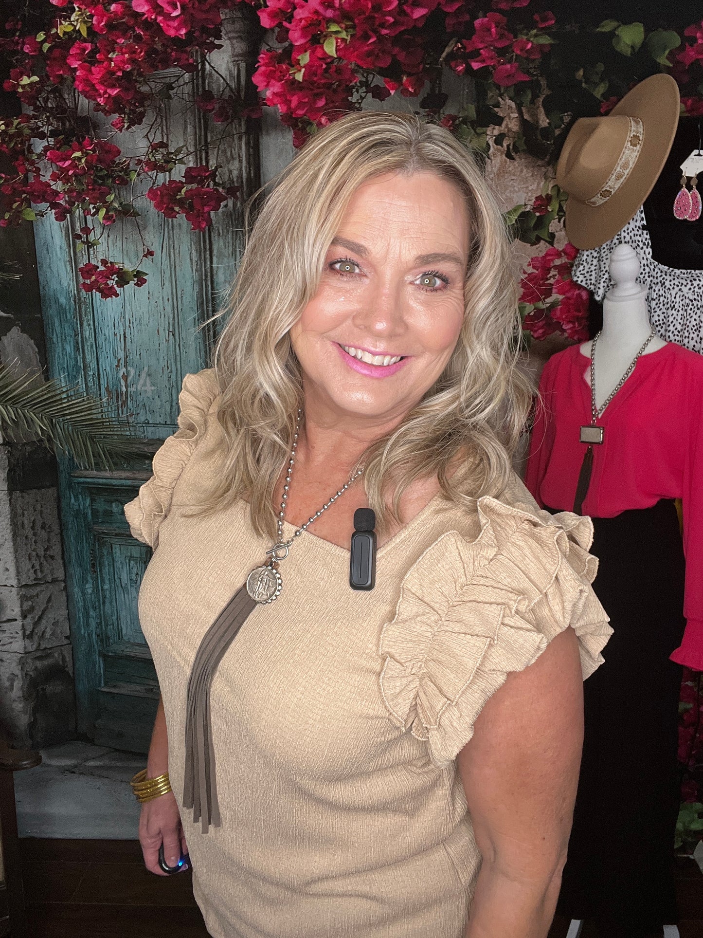 Beige Flutter Top