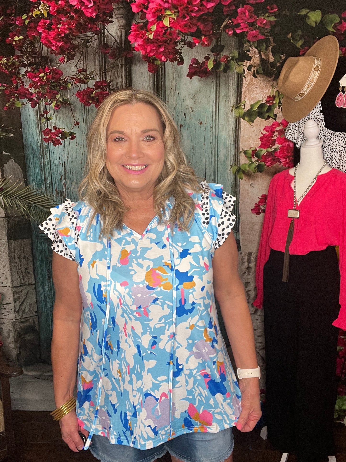 Bluebell Blooms V-neck Top