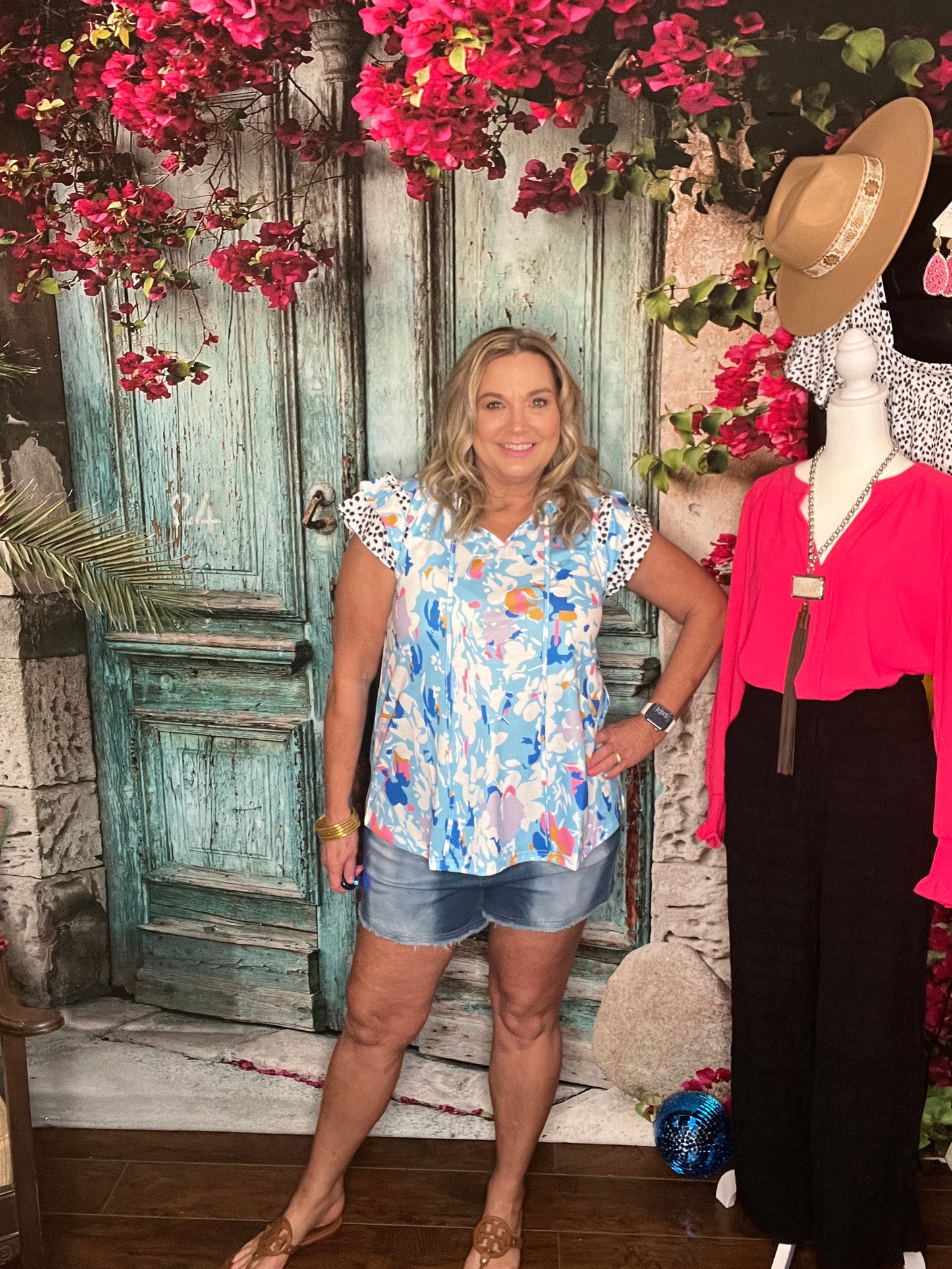 Bluebell Blooms V-neck Top