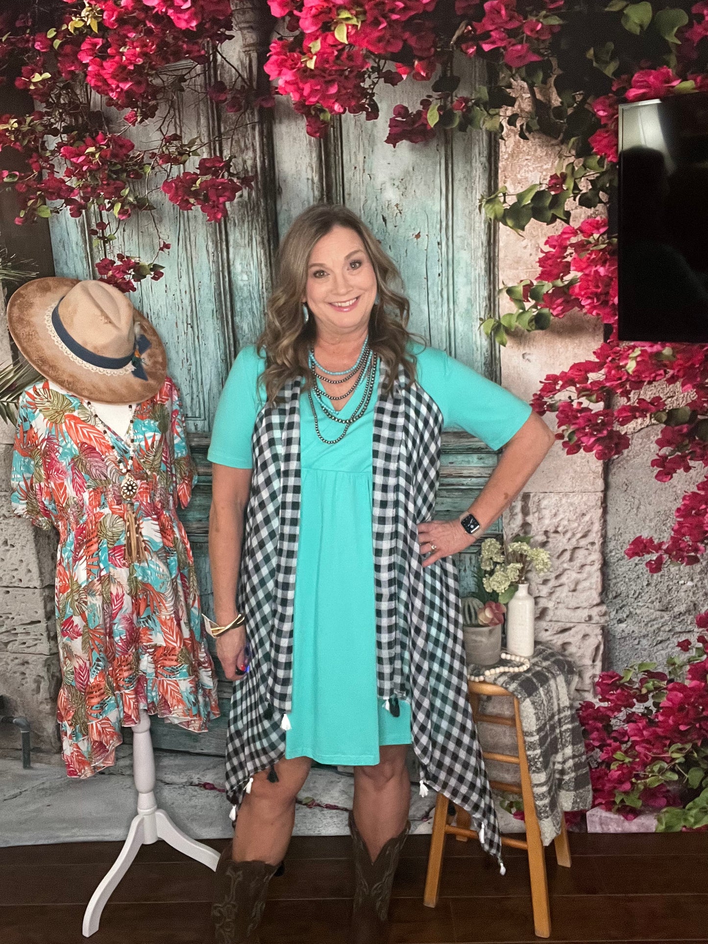 Black & White Checked Kimono