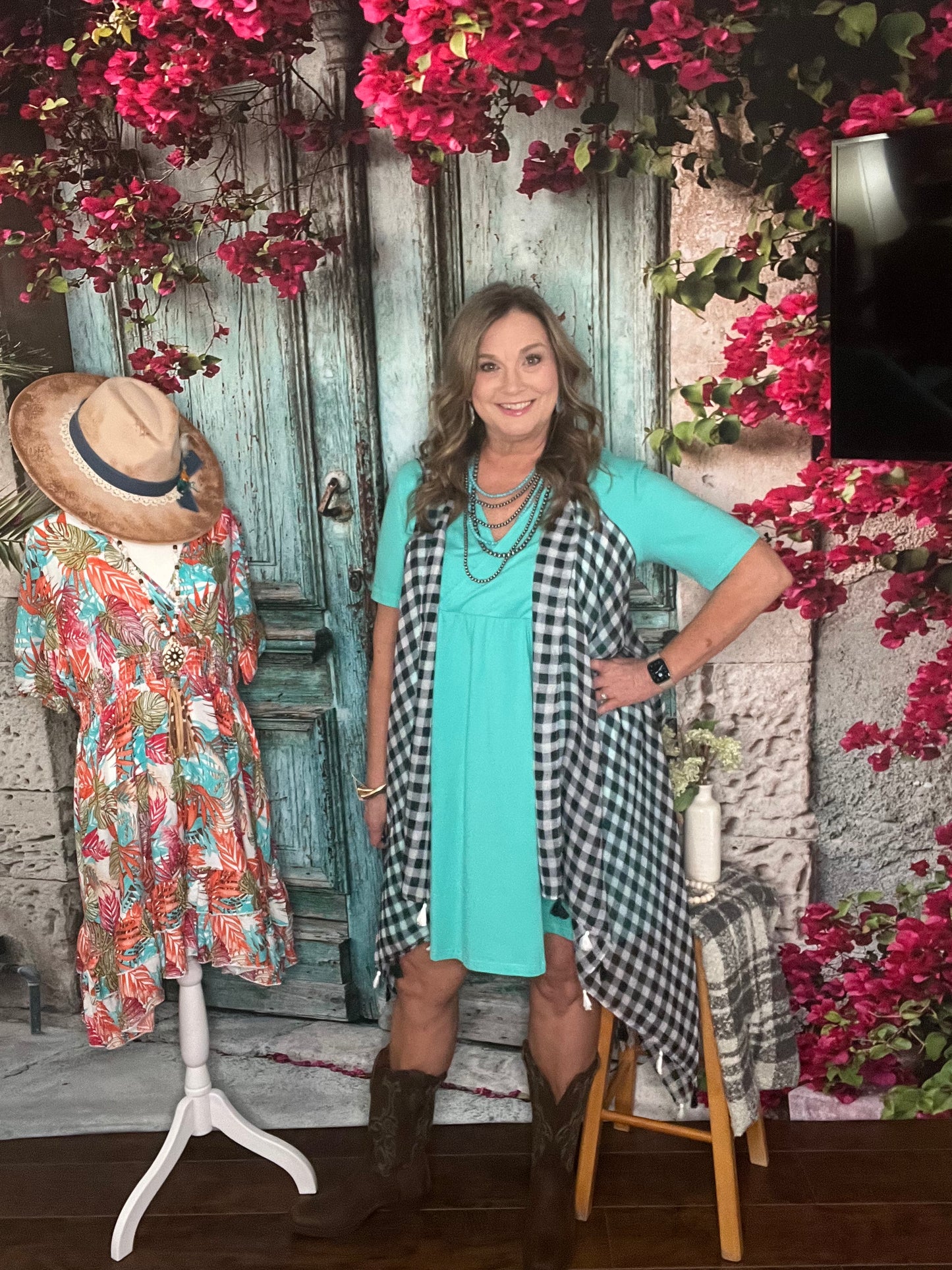 Black & White Checked Kimono