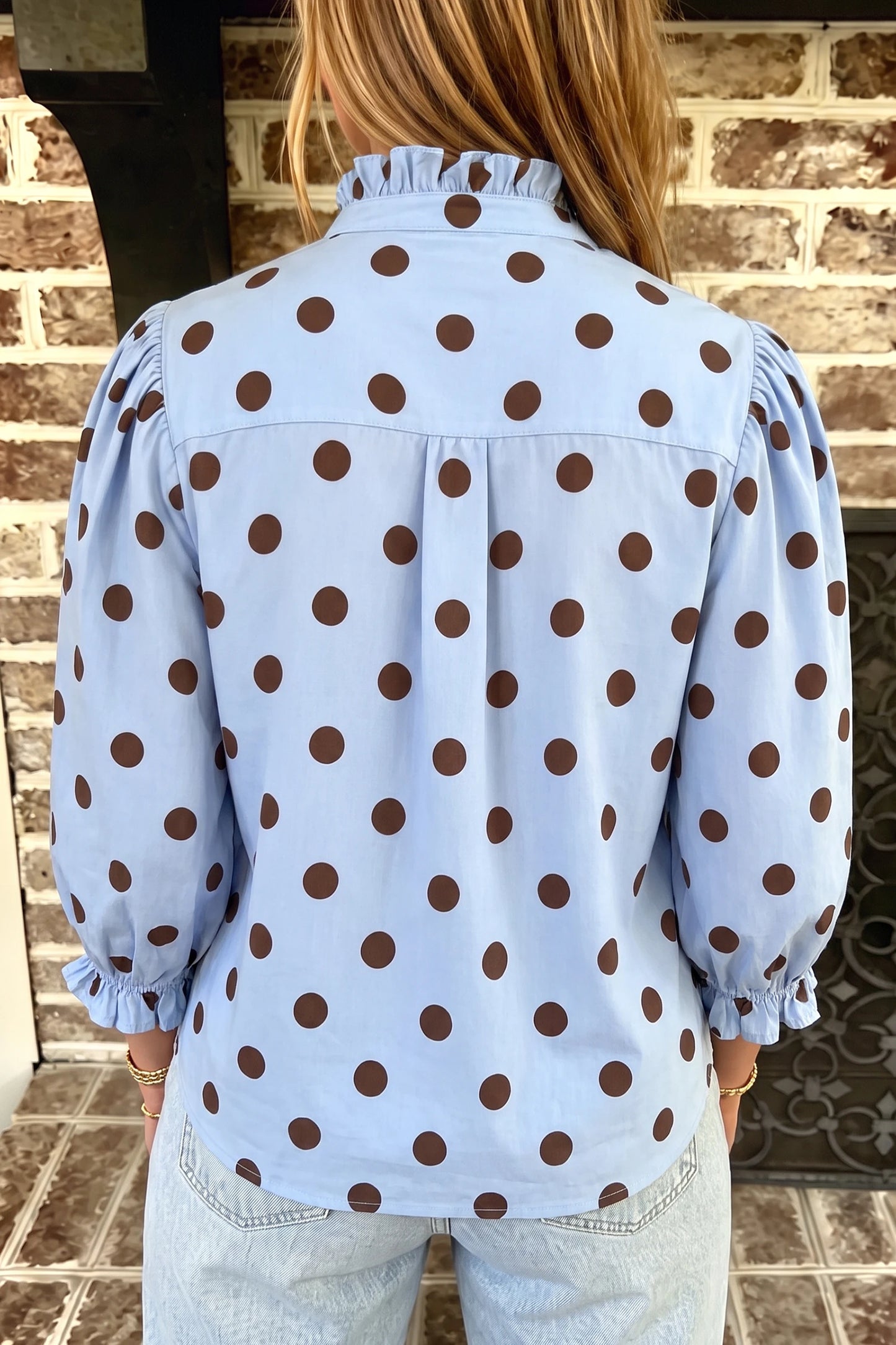 Blue Ribbon Polka Dot Top - PRE ORDER