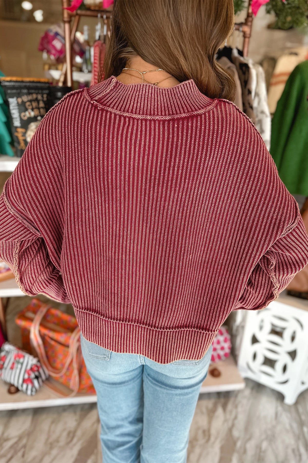 Vintage Wine Ribbed Top - PRE ORDER