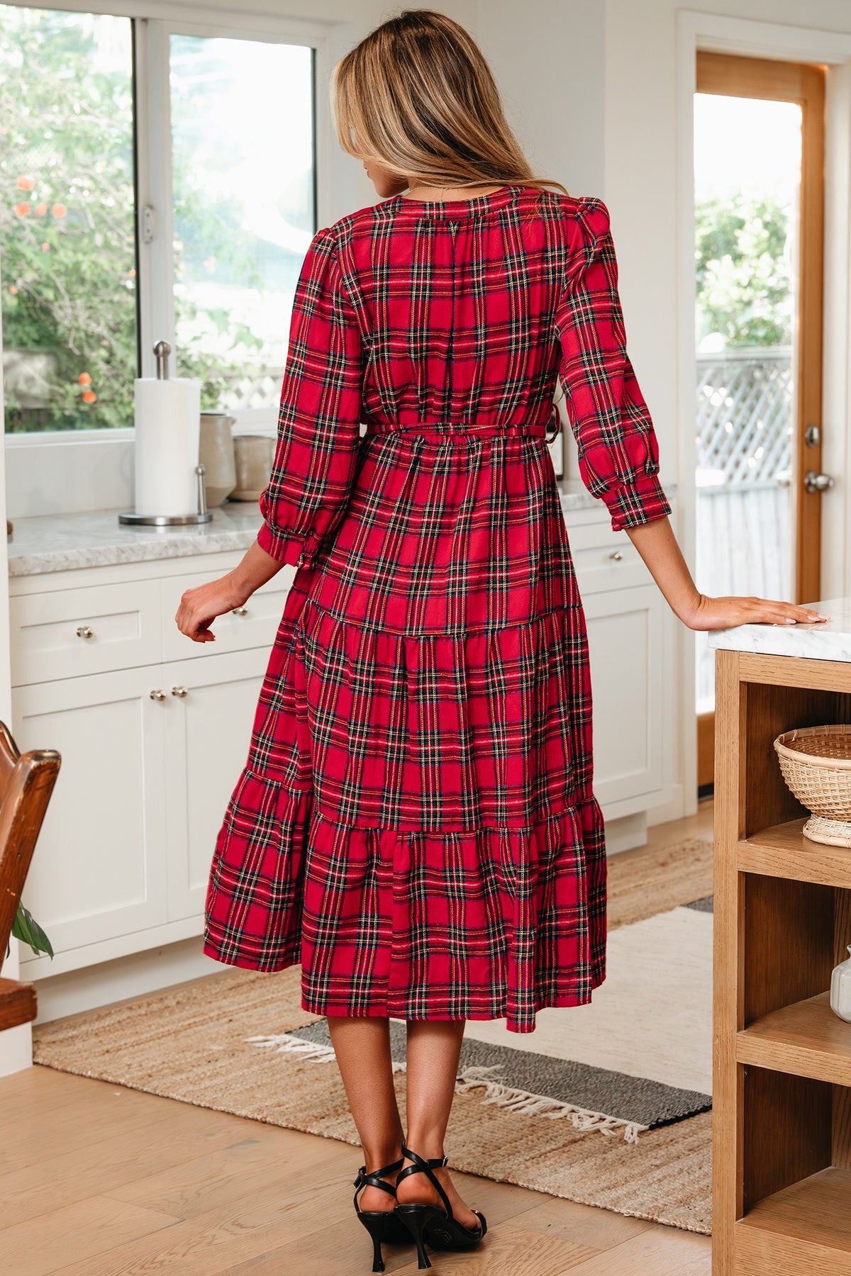 Christmas in Plaid Tie-Waist Dress - PRE ORDER