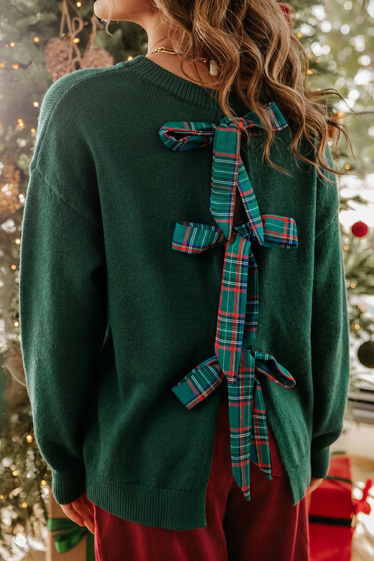 Merry Little Plaid Bow Sweater - PRE ORDER