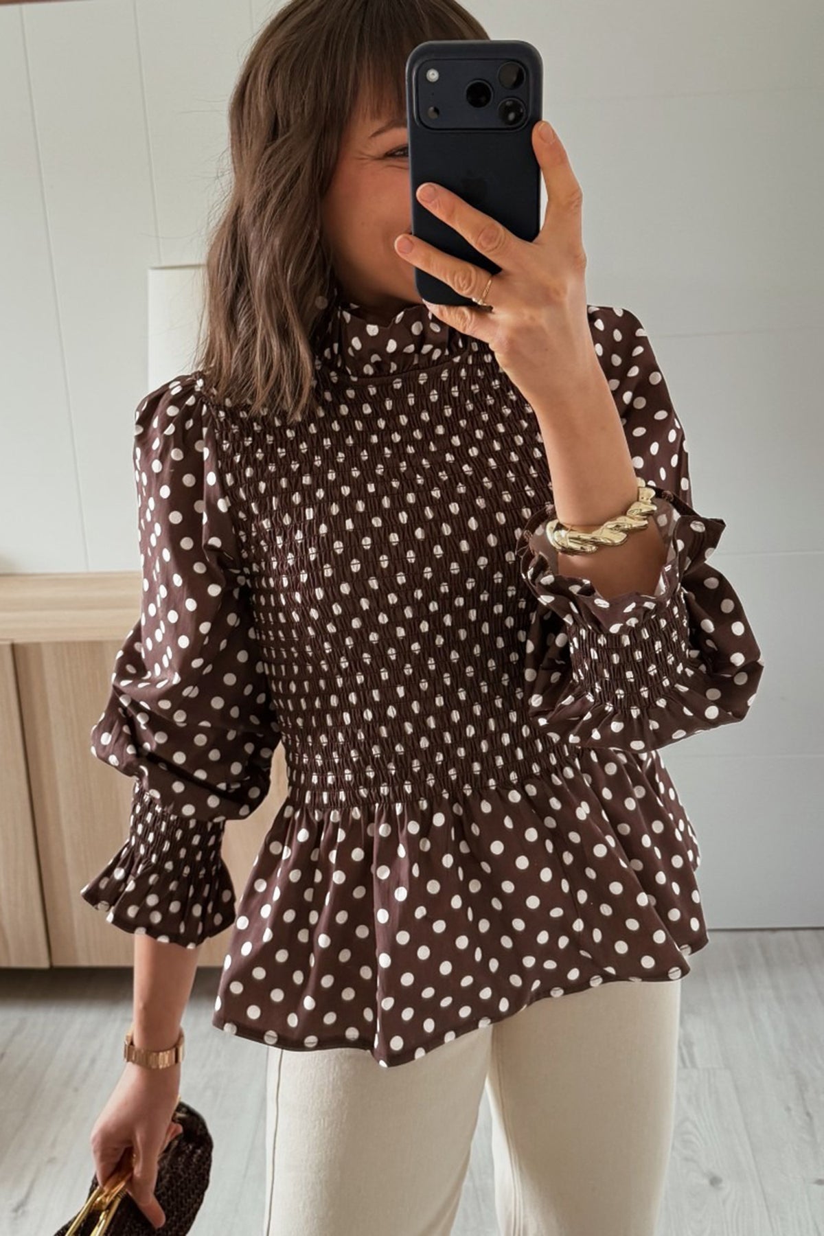 Vintage Dot Ruffle Blouse - PRE ORDER