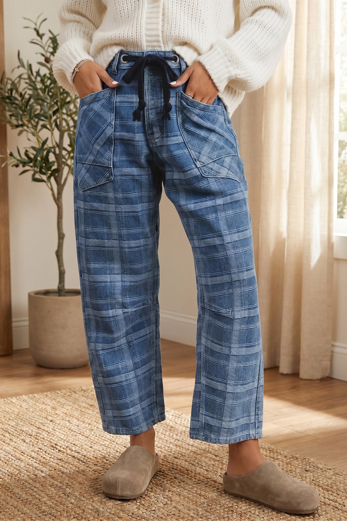 Country Roads Plaid Jeans - PRE ORDER