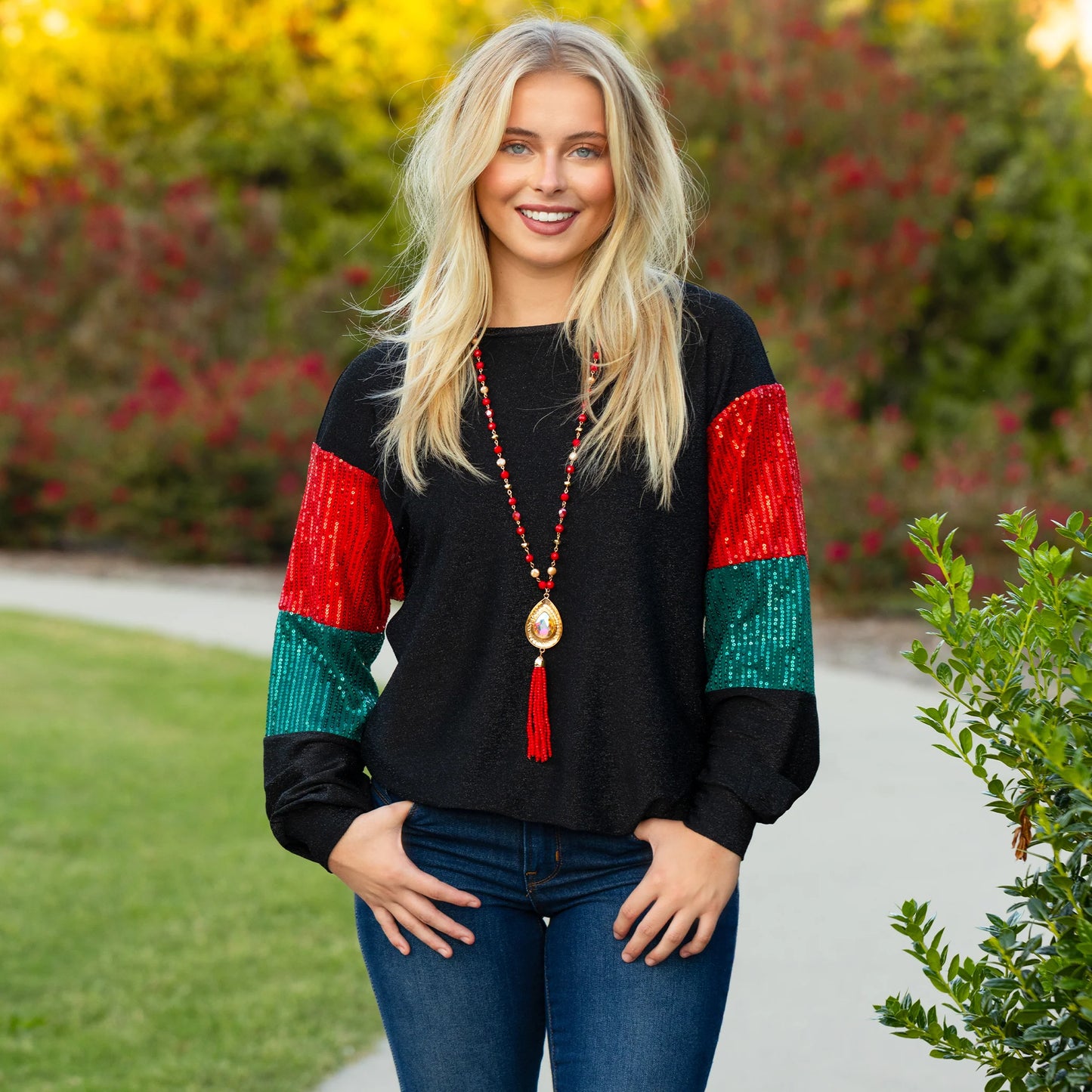 Holiday Sparkle Sleeve Top