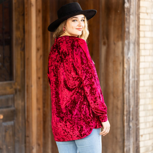 Burgundy Bliss Velvet Top