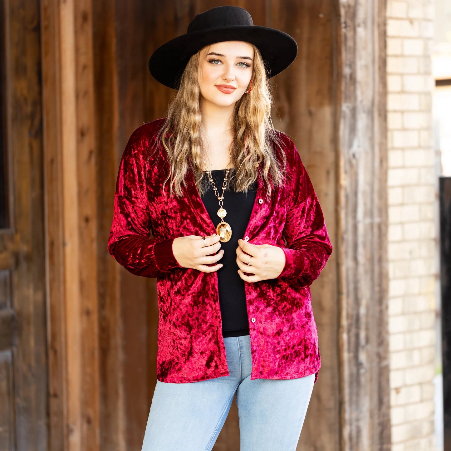 Burgundy Bliss Velvet Top