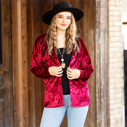 Burgundy Bliss Velvet Top