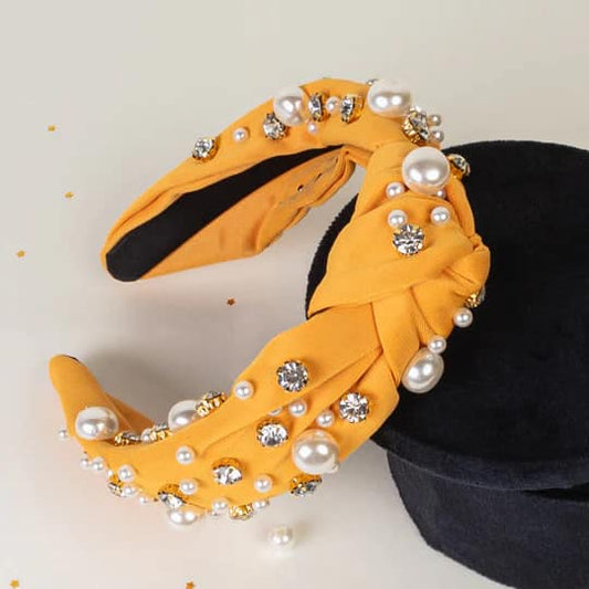 Sunflower Headband with Pearl Accents