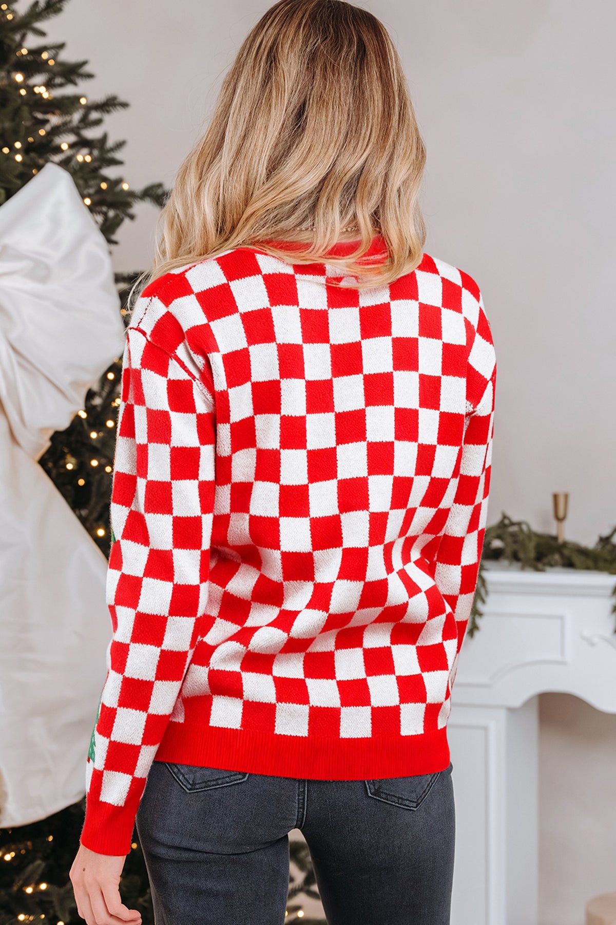 Checkered Christmas Tree Cardigan - PRE ORDER