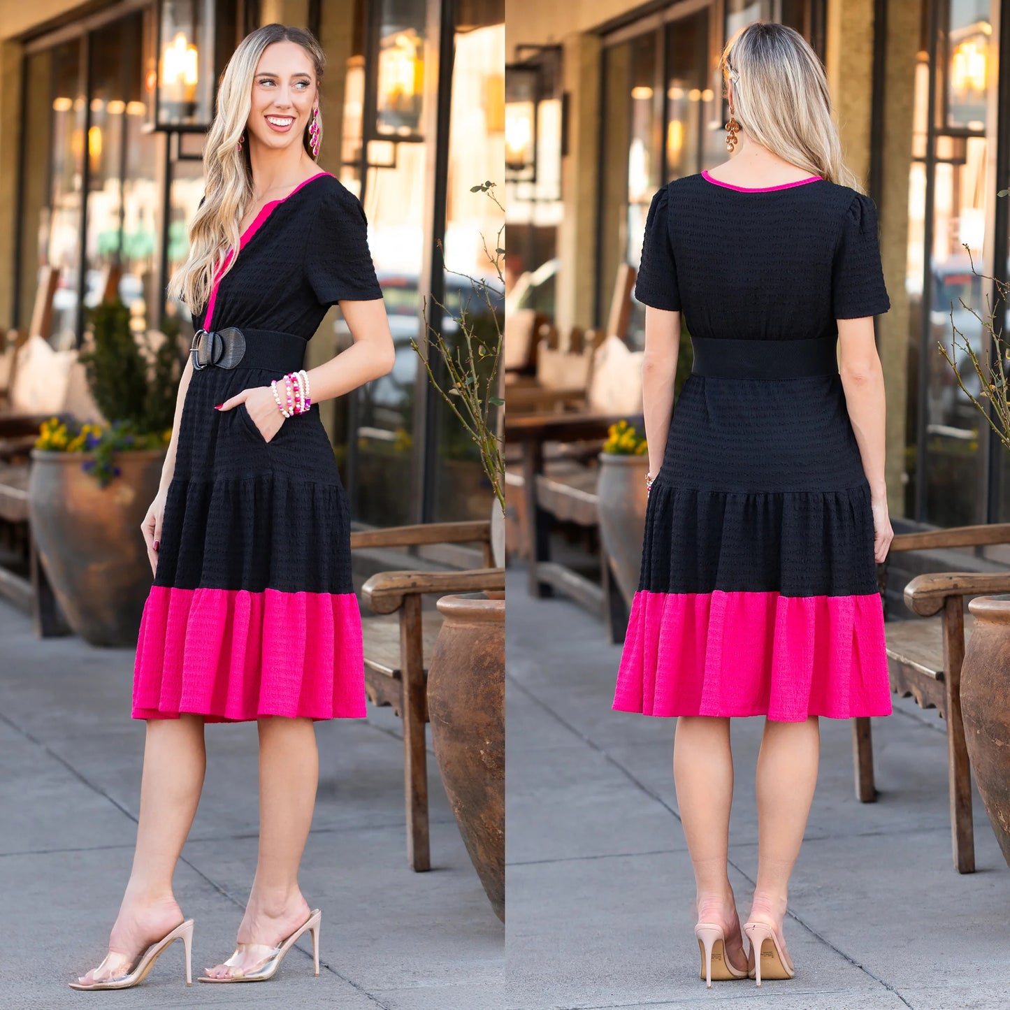 Raspberry Trim Delight Dress