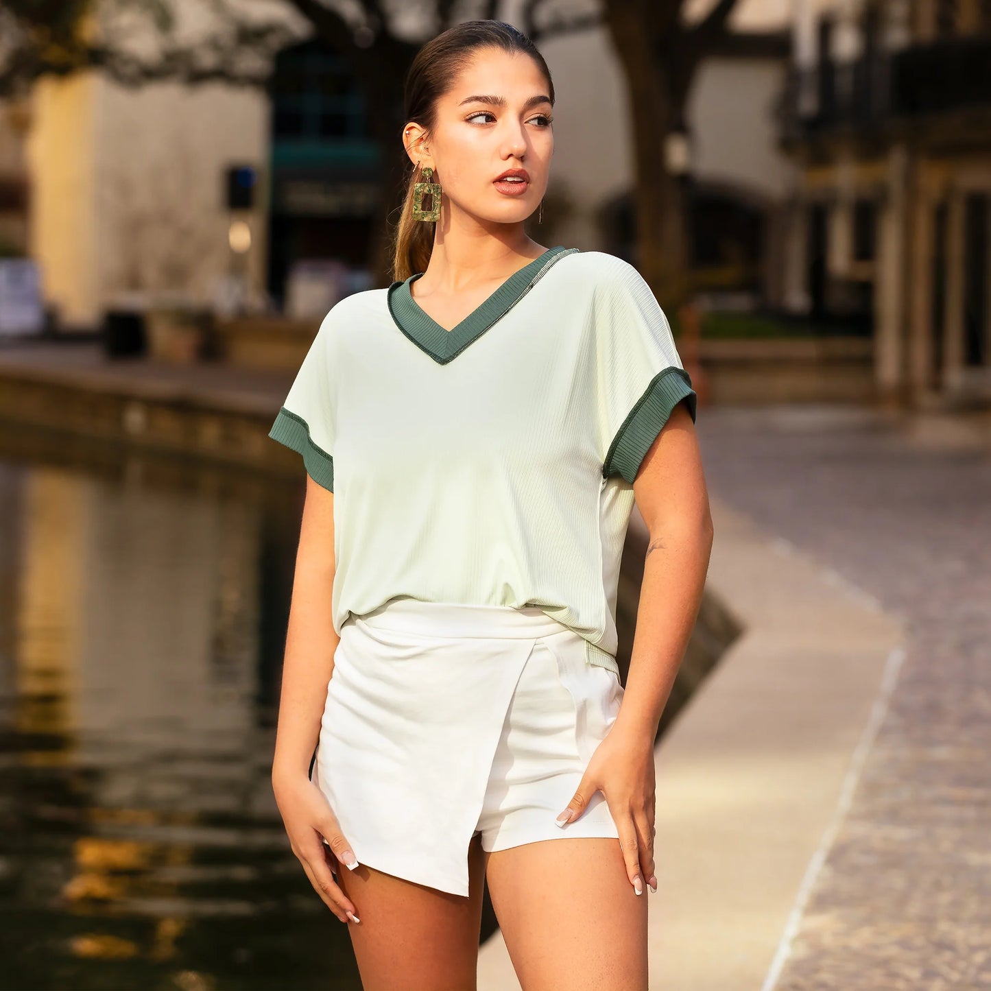 Tonal Trim Tee - Mint Green