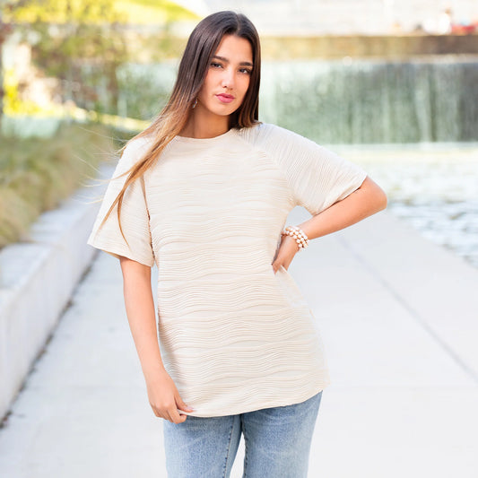 Waves of Style Top in Cream