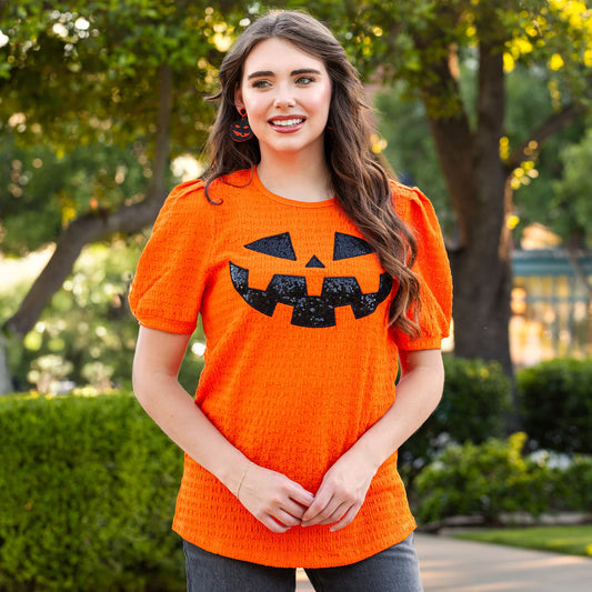 Pumpkin Sparkle Textured Top
