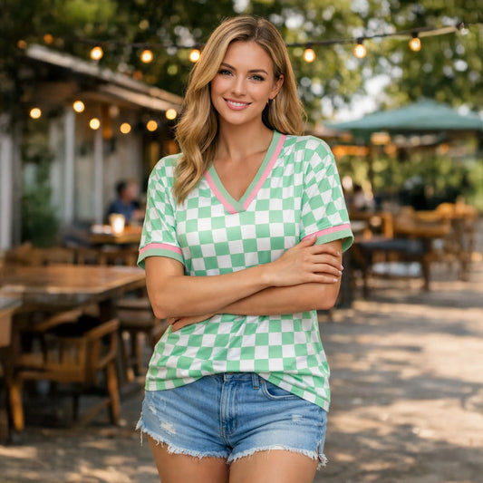 Mint to be Checkered Top