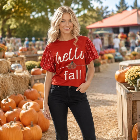 Hello Fall Sparkle Top