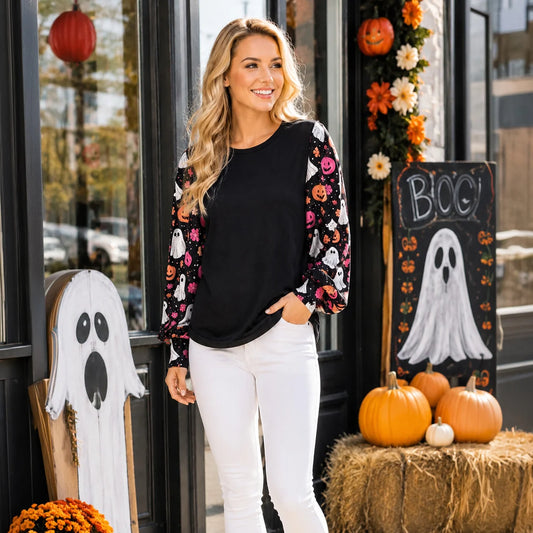 Spooky Sleeve Ghost Top