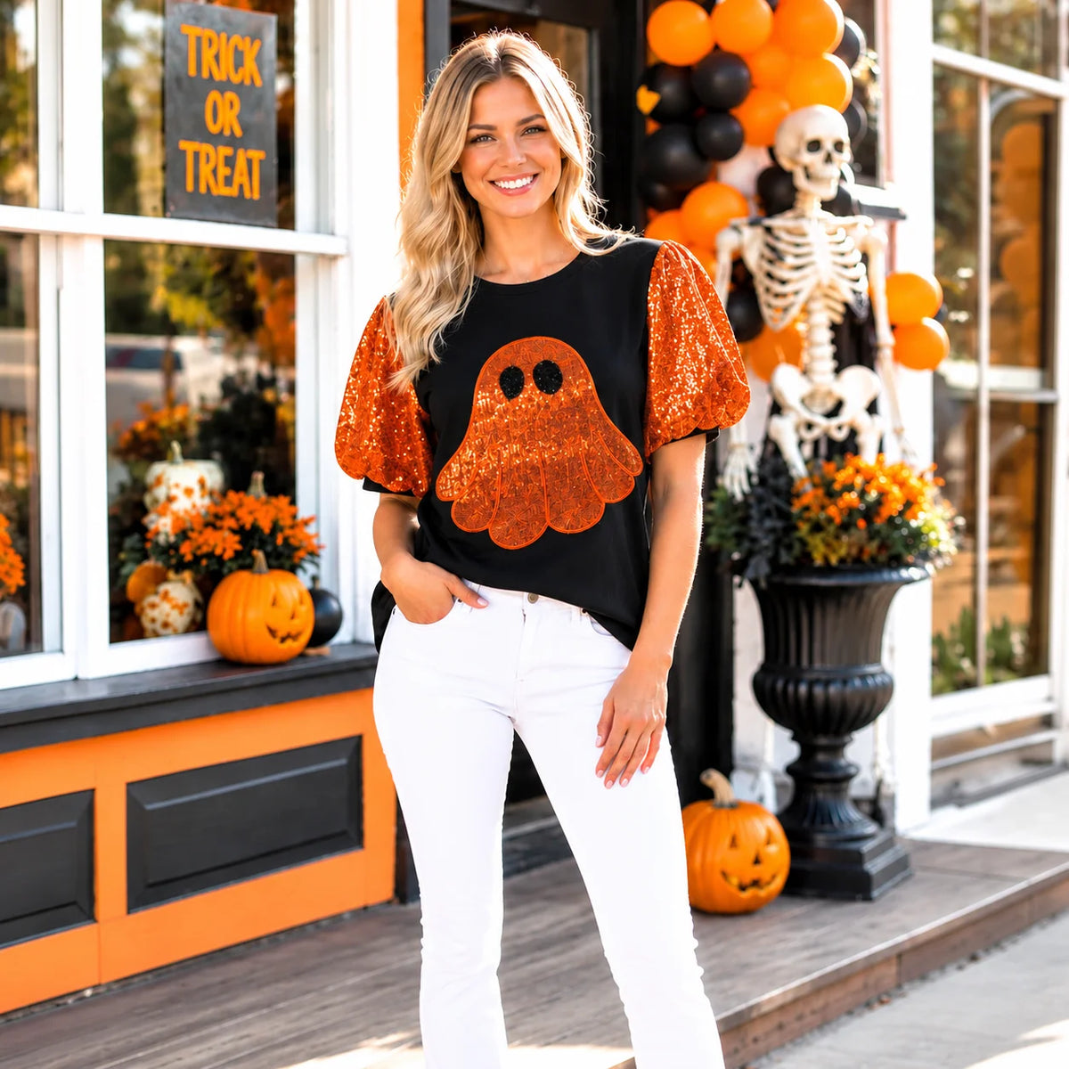 Spooky Sparkle Ghost Top