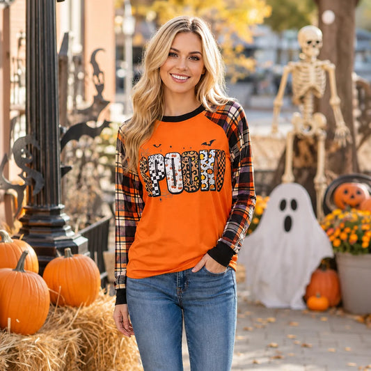 Spooky Season Plaid Top