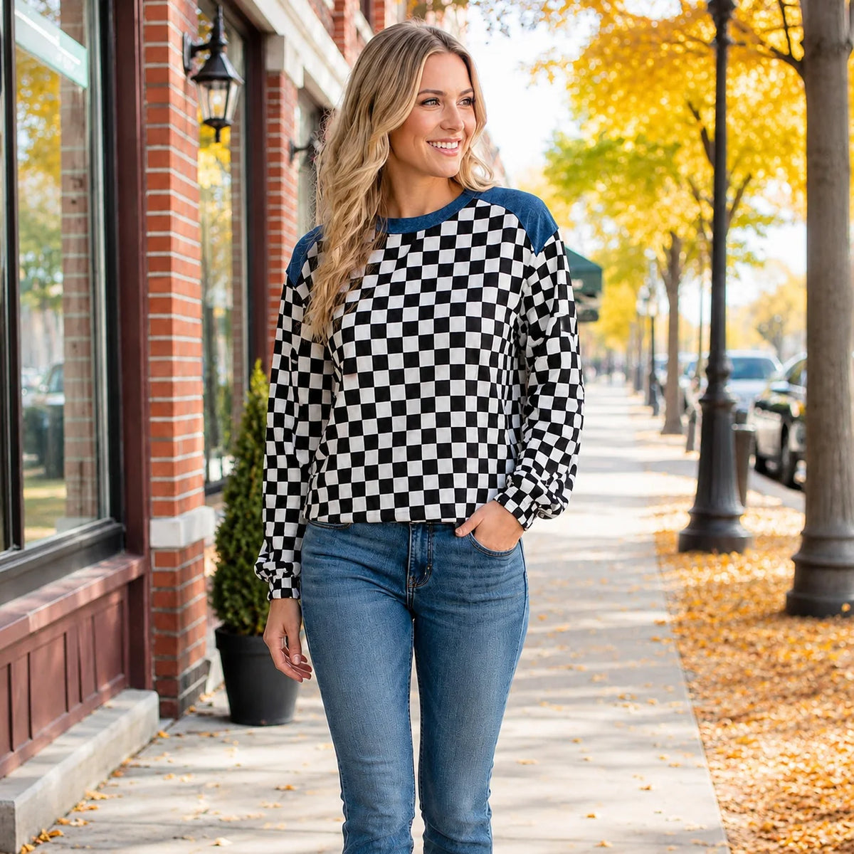 Denim Days Check Top